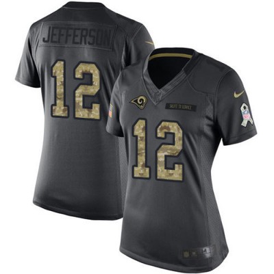 Nike Los Angeles Rams #12 Van Jefferson Black Women's Stitched NFL Limited 2016 Salute to Service Jersey
